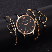 Load image into Gallery viewer, 5pcs Set Top Style Fashion Women's Luxury Leather Band Analog Quartz WristWatch Ladies Watch Women Dress Reloj Mujer Black Clock