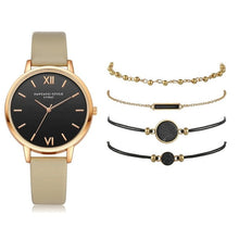 Load image into Gallery viewer, 5pcs Set Top Style Fashion Women's Luxury Leather Band Analog Quartz WristWatch Ladies Watch Women Dress Reloj Mujer Black Clock