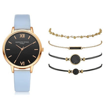 Load image into Gallery viewer, 5pcs Set Top Style Fashion Women's Luxury Leather Band Analog Quartz WristWatch Ladies Watch Women Dress Reloj Mujer Black Clock