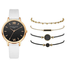 Load image into Gallery viewer, 5pcs Set Top Style Fashion Women's Luxury Leather Band Analog Quartz WristWatch Ladies Watch Women Dress Reloj Mujer Black Clock